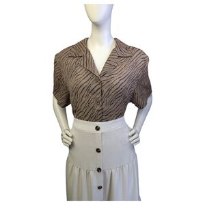 Vintage Nygård Collection Animal Print Blouse | Safari | Size 12 / Large